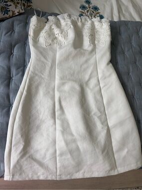 Lulu's White Strapless Embroidered Bodice Mini Dress